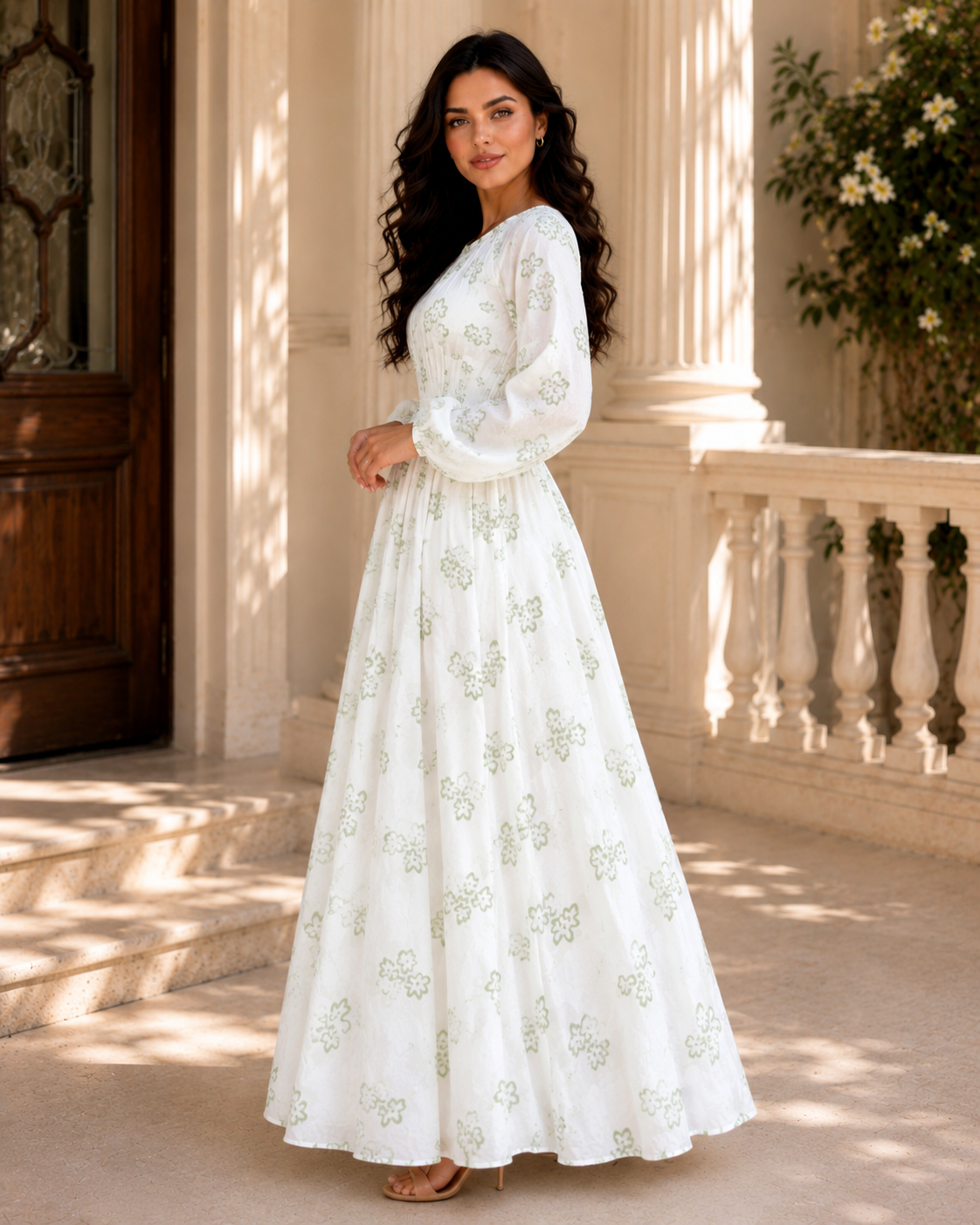 THE PEARL FLORA COTTON MAXI DRESS
