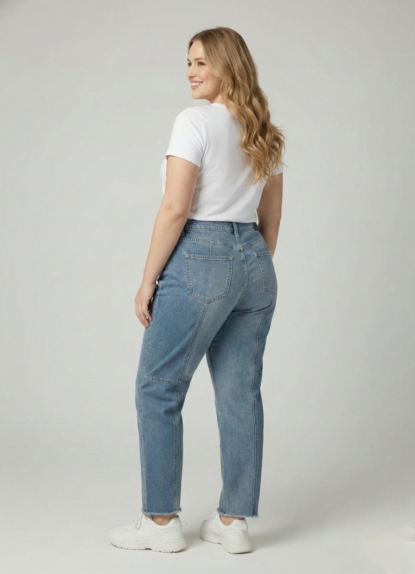 SHEIN Plus High-Waist Straight Leg Denim Jeans
