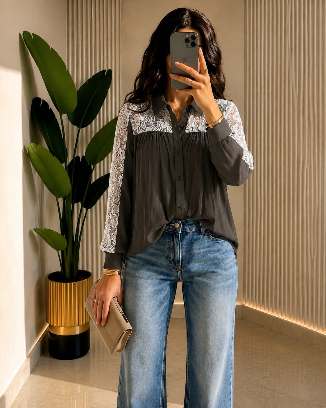 THE LUXE LACE-TRIM BLOUSE