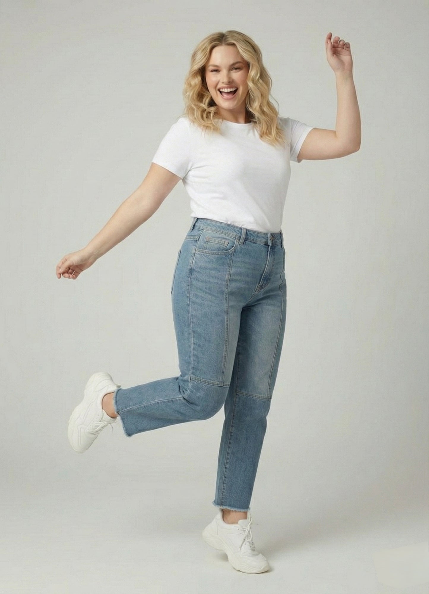 SHEIN Plus High-Waist Straight Leg Denim Jeans