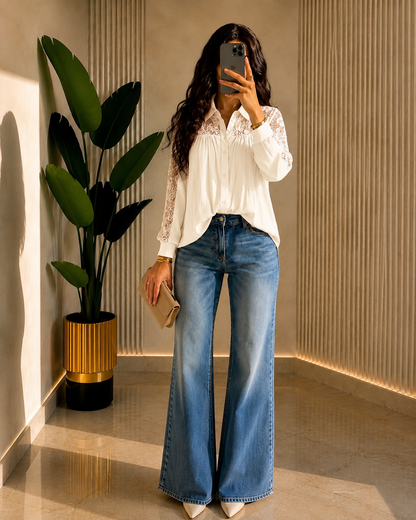 THE LUXE LACE-TRIM BLOUSE