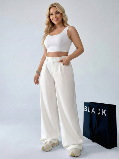 SHEIN Plus Soft Wide-Leg Trousers