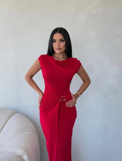 THE ROYAL PLEATED MAXI GOWN - RED