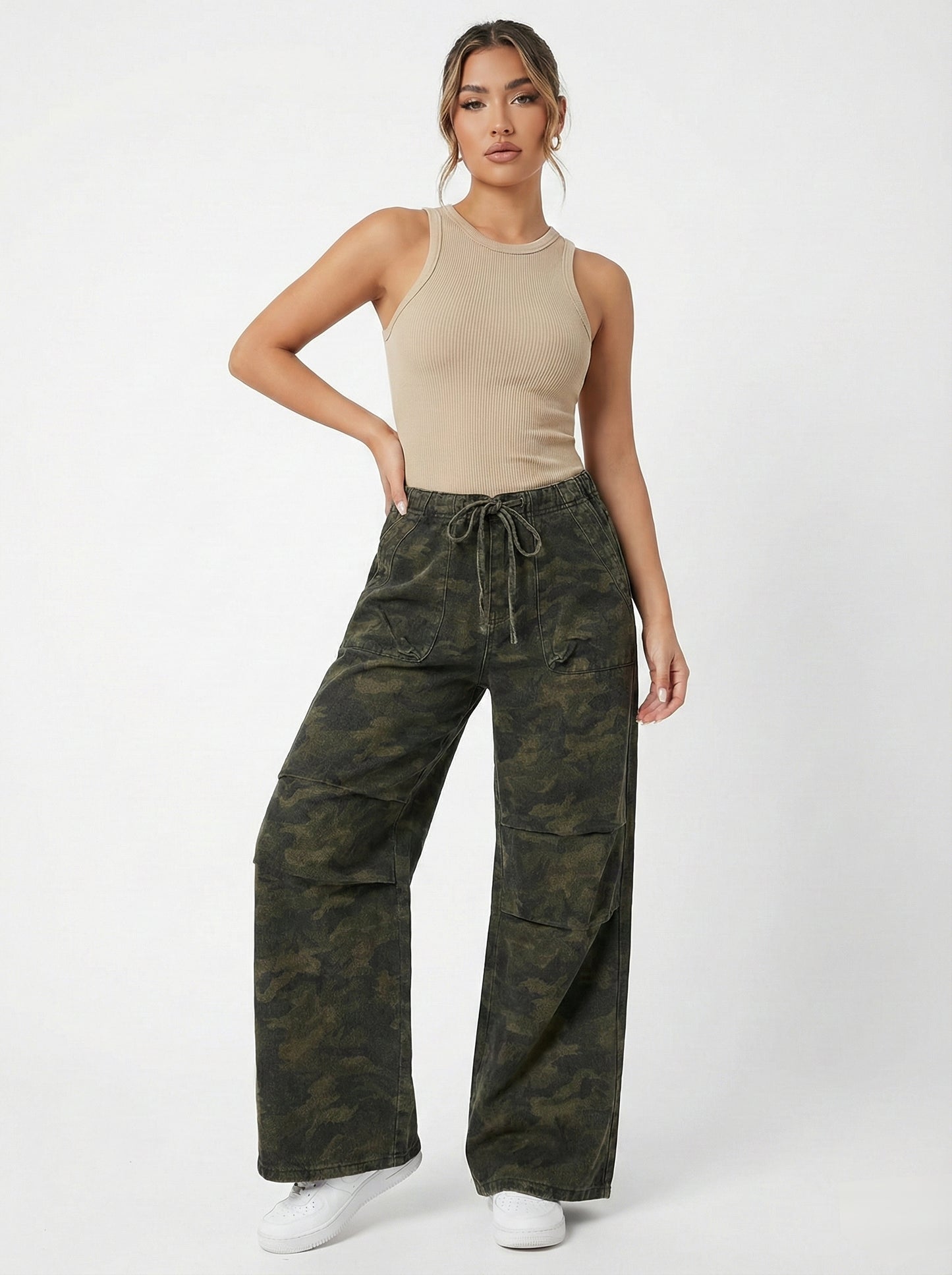 SHEIN DAZY Wide Leg Camo Cargo Pants