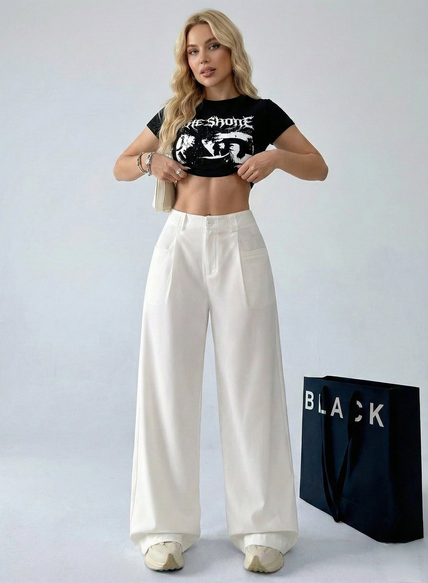 SHEIN Plus Soft Wide-Leg Trousers