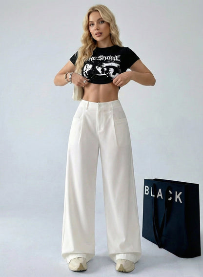 SHEIN Plus Soft Wide-Leg Trousers