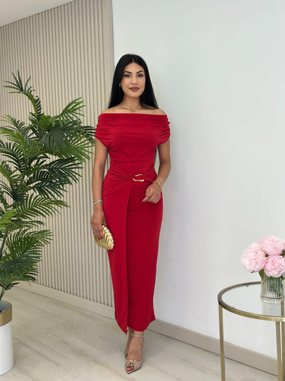 THE ROYAL PLEATED MAXI GOWN - RED