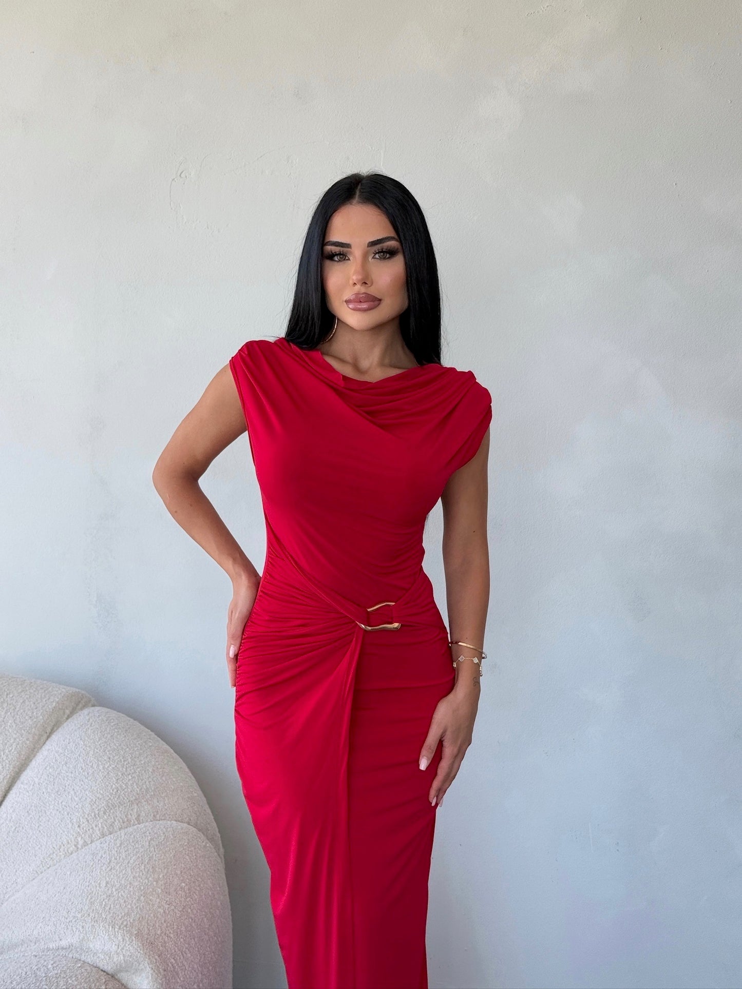 THE ROYAL PLEATED MAXI GOWN - RED