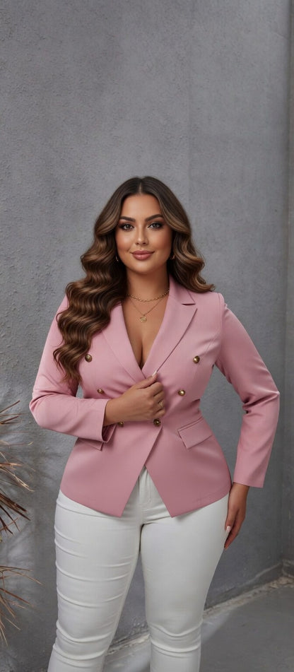 SHEIN ESSNCE DOUBLE-BREASTED STRUCTURED BLAZER