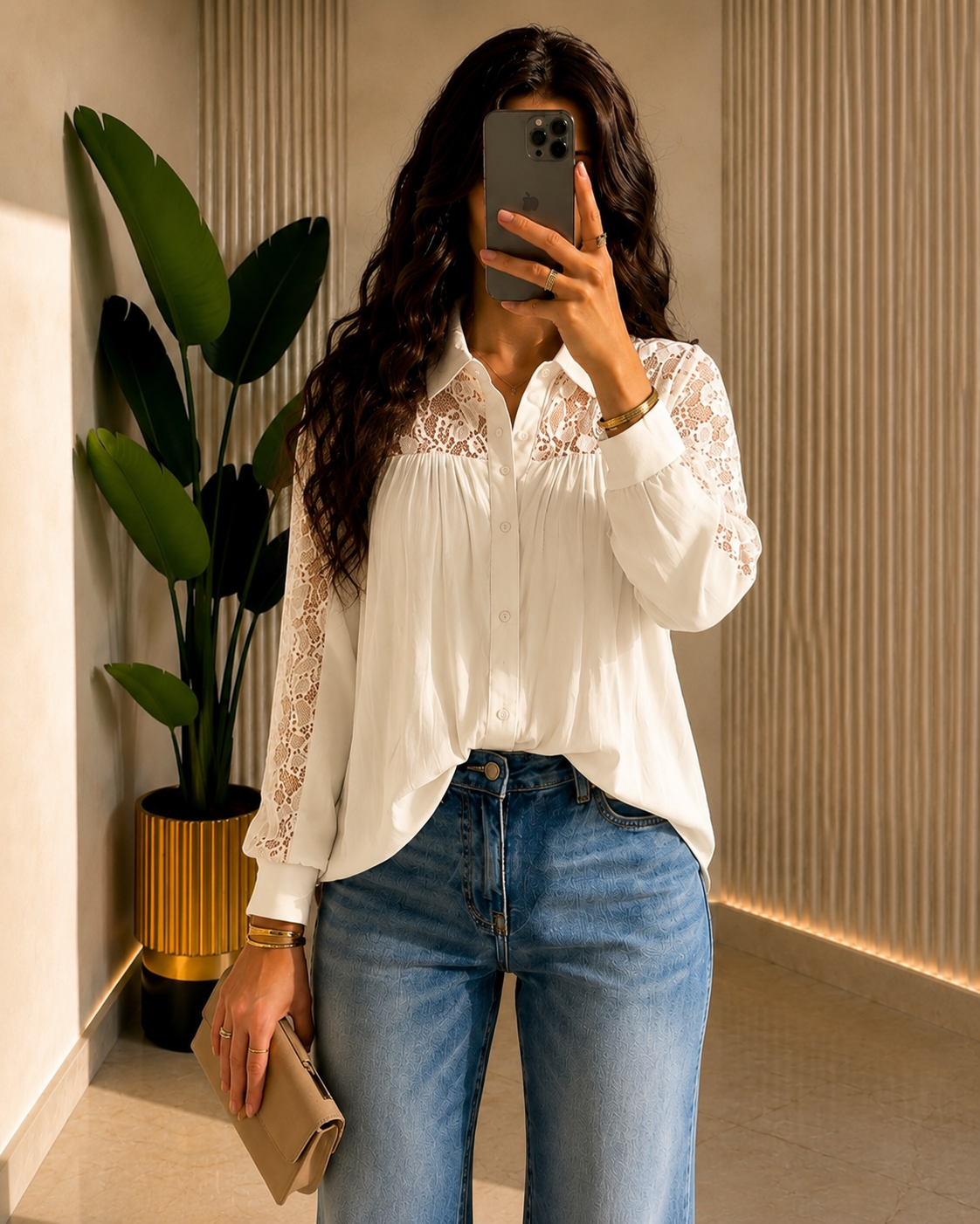 THE LUXE LACE-TRIM BLOUSE