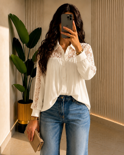 THE LUXE LACE-TRIM BLOUSE