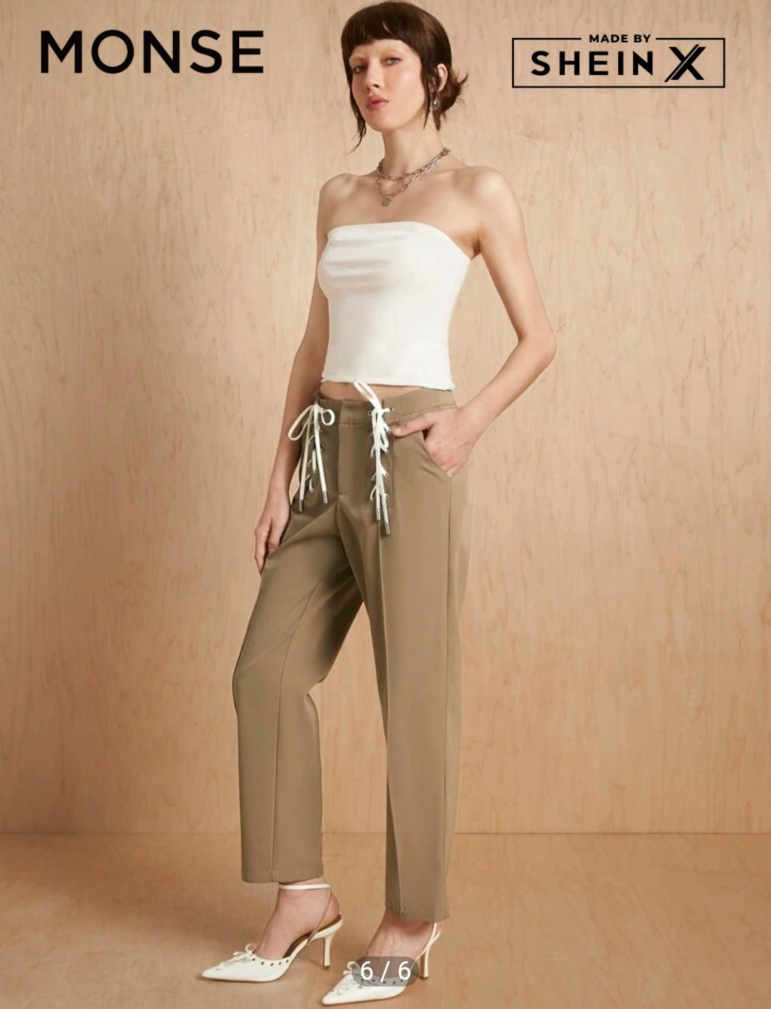 Shein Lace-Up Straight-Leg Pants