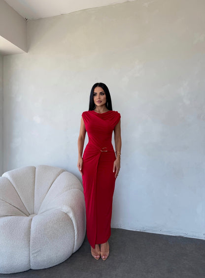 THE ROYAL PLEATED MAXI GOWN - RED