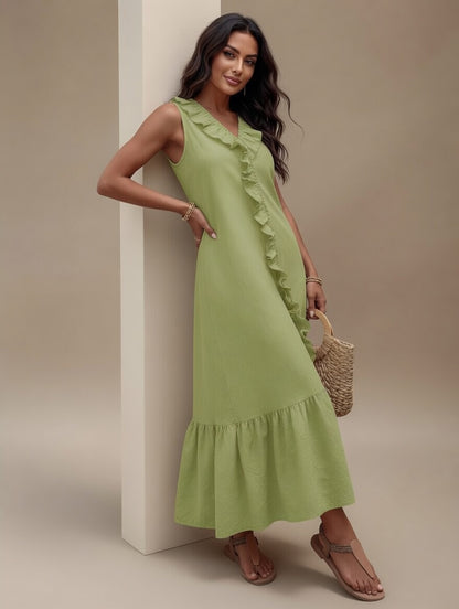 Shein Ruffle Trim V-Neck Dress