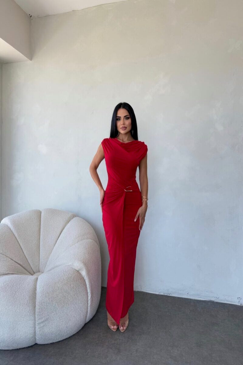 THE ROYAL PLEATED MAXI GOWN - RED