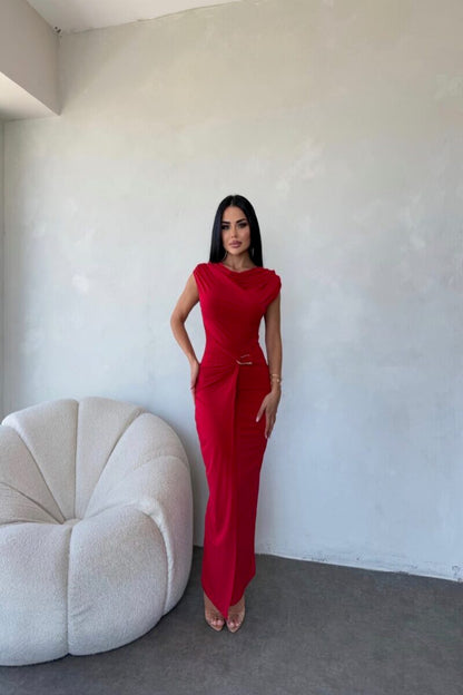 THE ROYAL PLEATED MAXI GOWN - RED