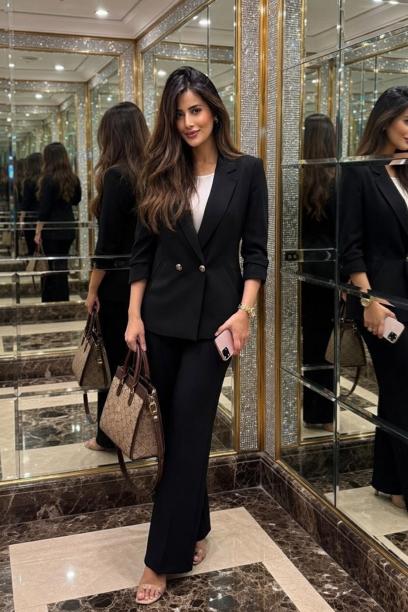 Turkish Formal Double-Breasted Suit – 3/4 Sleeve