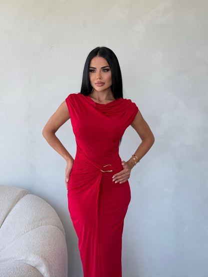 THE ROYAL PLEATED MAXI GOWN - RED