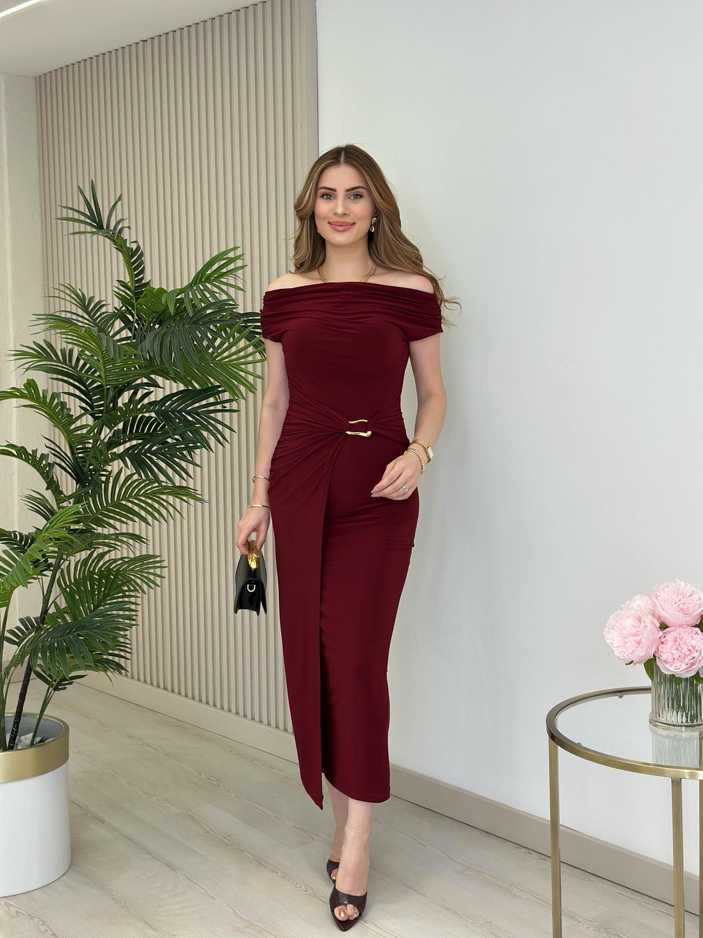 THE ROYAL PLEATED MAXI GOWN - Wine