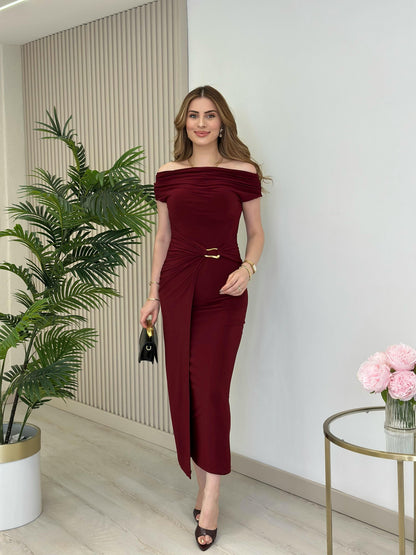 THE ROYAL PLEATED MAXI GOWN - Wine