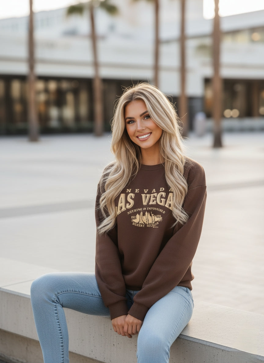 Groove Round Neck Printed Fleece Sweatshirt