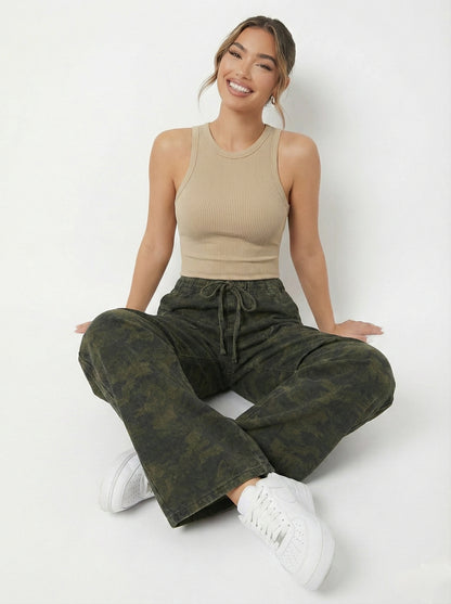SHEIN DAZY Wide Leg Camo Cargo Pants