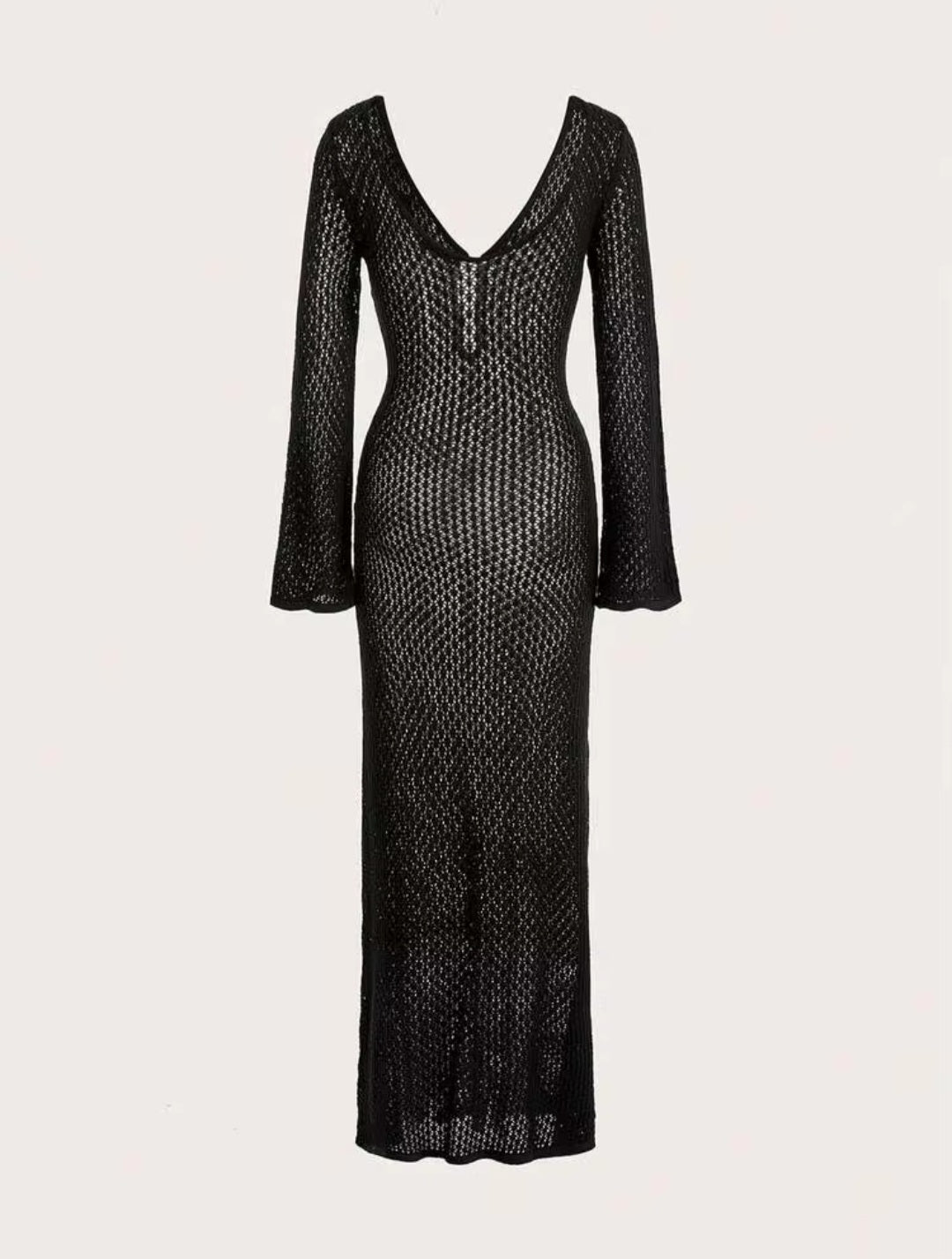 SHEIN Crocheted V-Neck Backless Maxi Cover-Up Dress