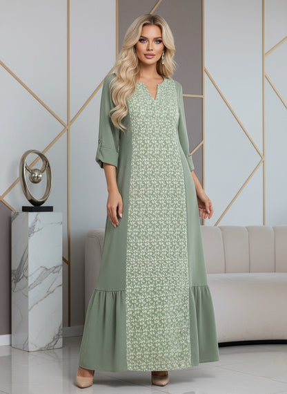 Al Najma Patchwork Long Sleeve Loose Dress