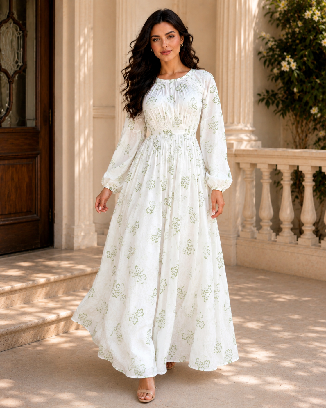 THE PEARL FLORA COTTON MAXI DRESS