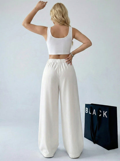 SHEIN Plus Soft Wide-Leg Trousers