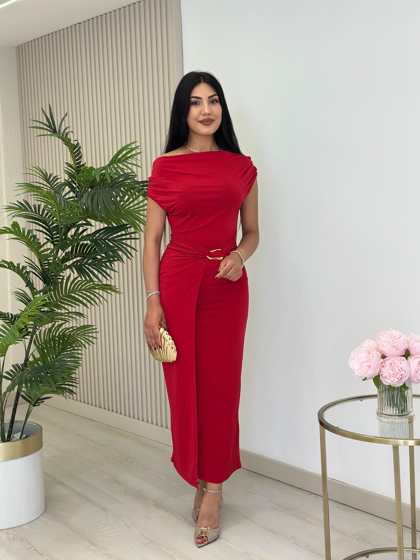 THE ROYAL PLEATED MAXI GOWN - RED