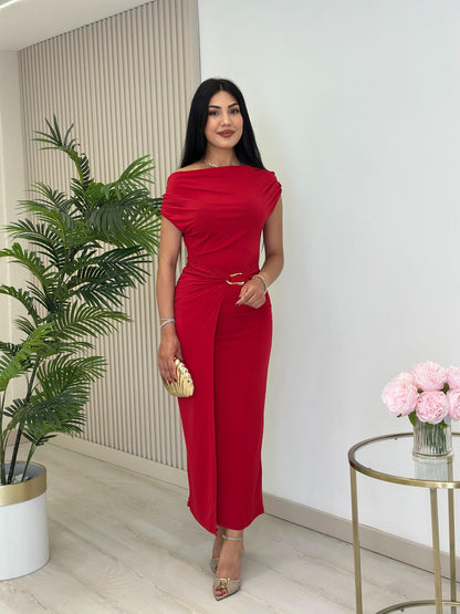 THE ROYAL PLEATED MAXI GOWN - RED