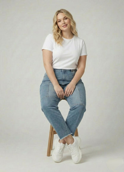 SHEIN Plus High-Waist Straight Leg Denim Jeans