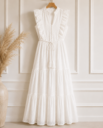 THE WHITE BRODERIE TIERED MAXI DRESS