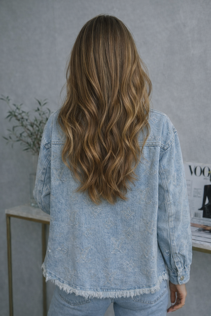 Rhinestone Monogram Denim Jacket
