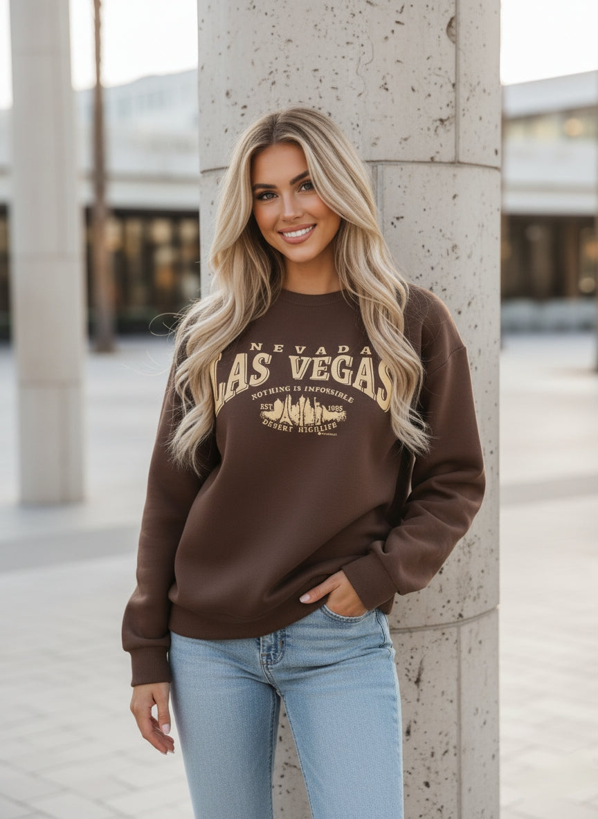 Groove Round Neck Printed Fleece Sweatshirt