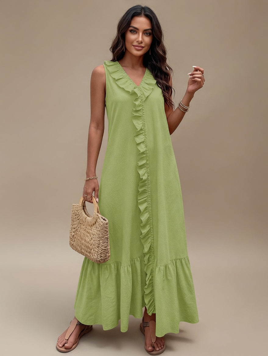 Shein Ruffle Trim V-Neck Dress