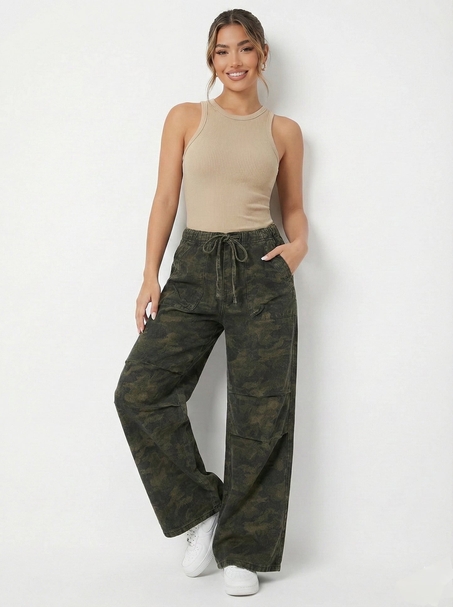 SHEIN DAZY Wide Leg Camo Cargo Pants