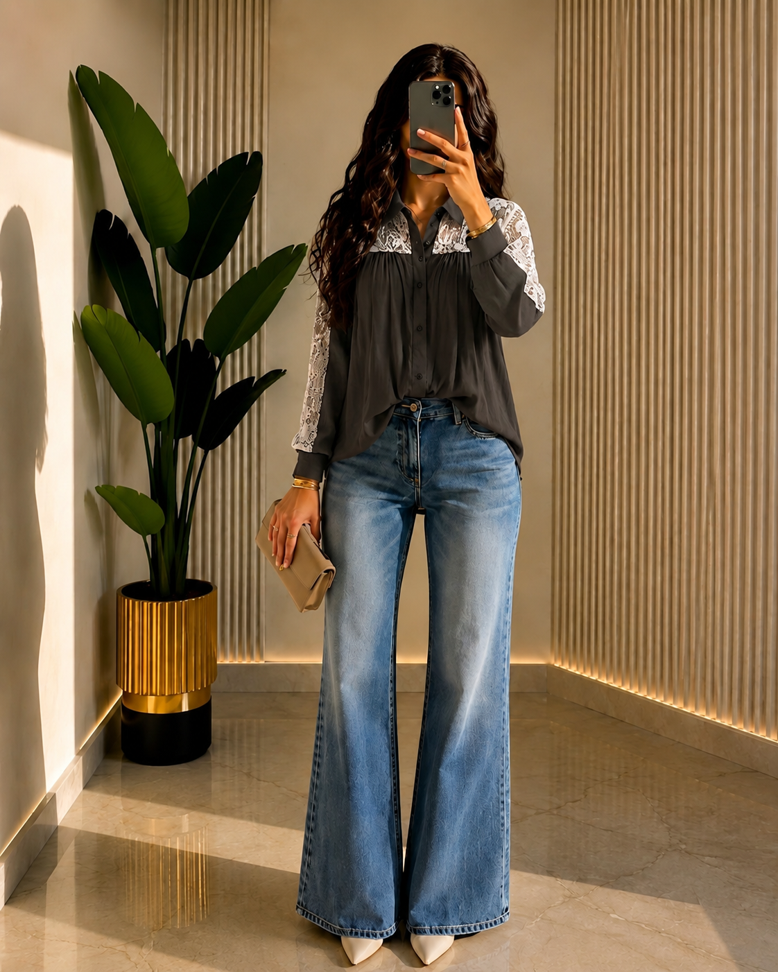 THE LUXE LACE-TRIM BLOUSE