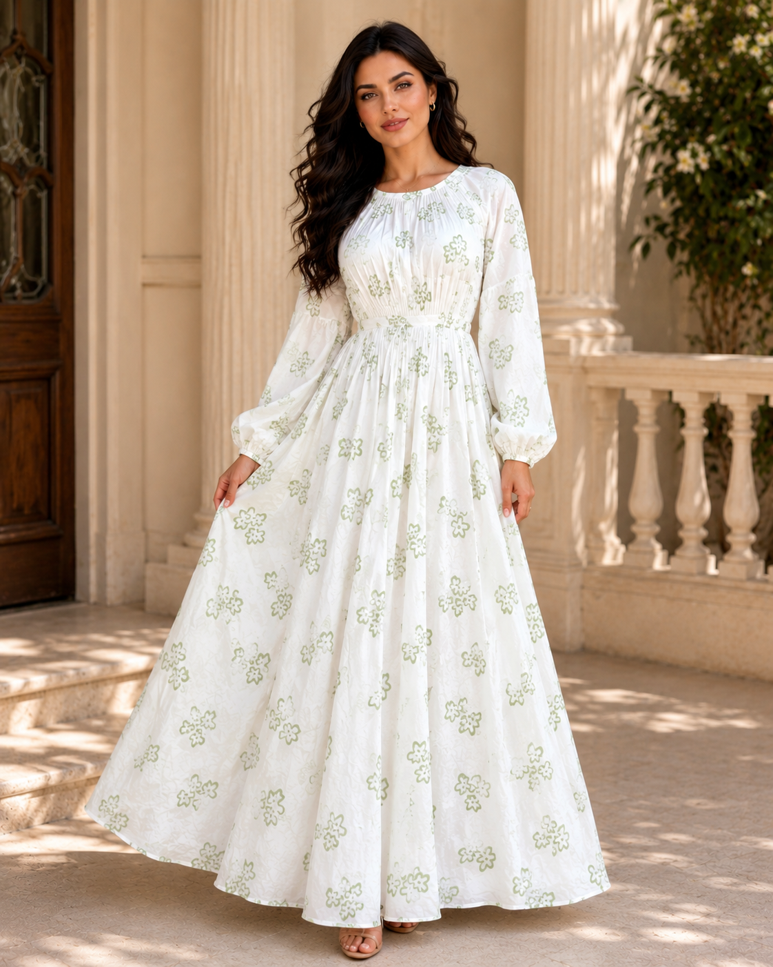 THE PEARL FLORA COTTON MAXI DRESS