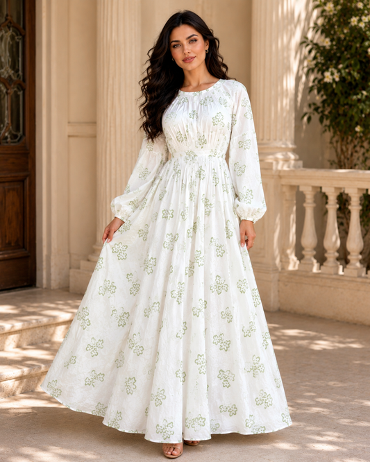 THE PEARL FLORA COTTON MAXI DRESS