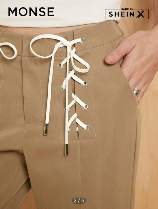Shein Lace-Up Straight-Leg Pants