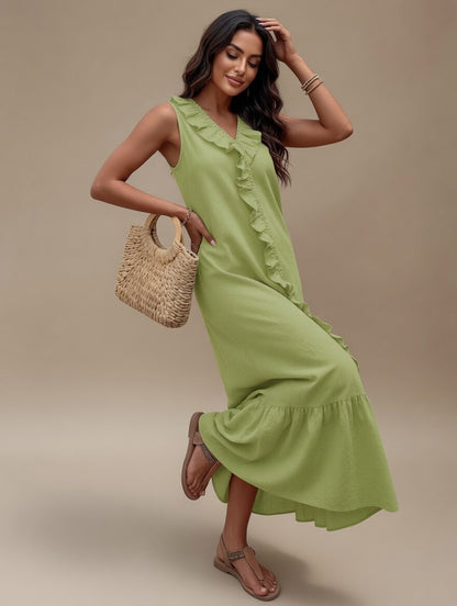 Shein Ruffle Trim V-Neck Dress