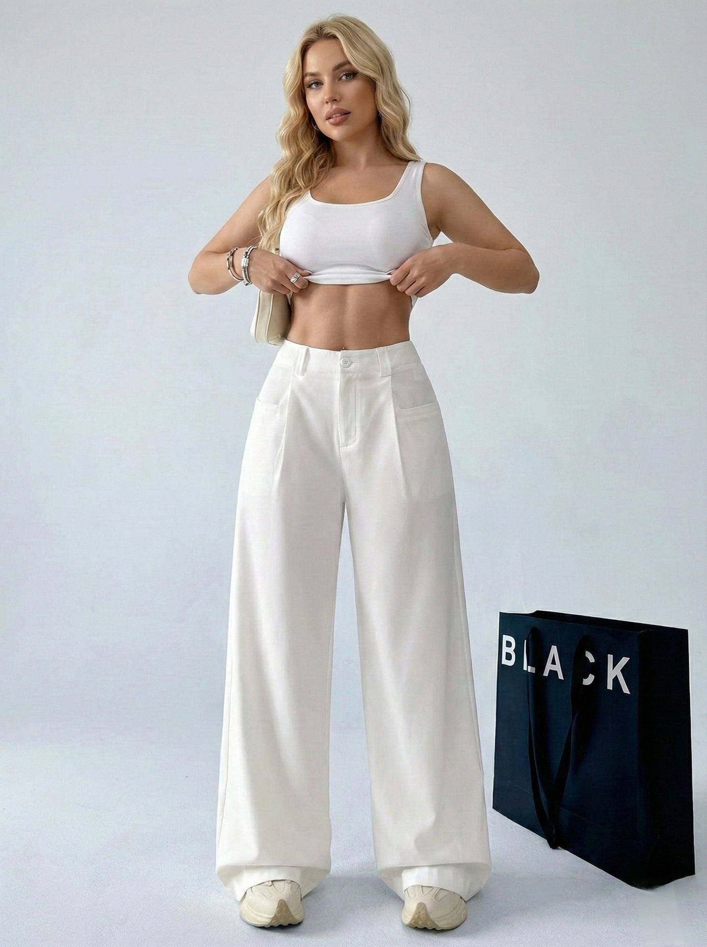 SHEIN Plus Soft Wide-Leg Trousers