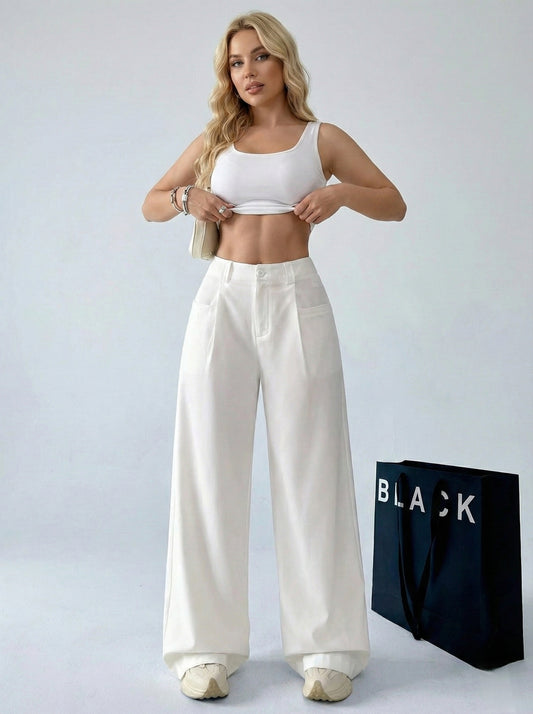 SHEIN Plus Soft Wide-Leg Trousers