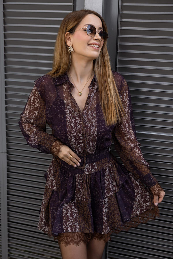 Belted Ethnic Heritage Chiffon Set