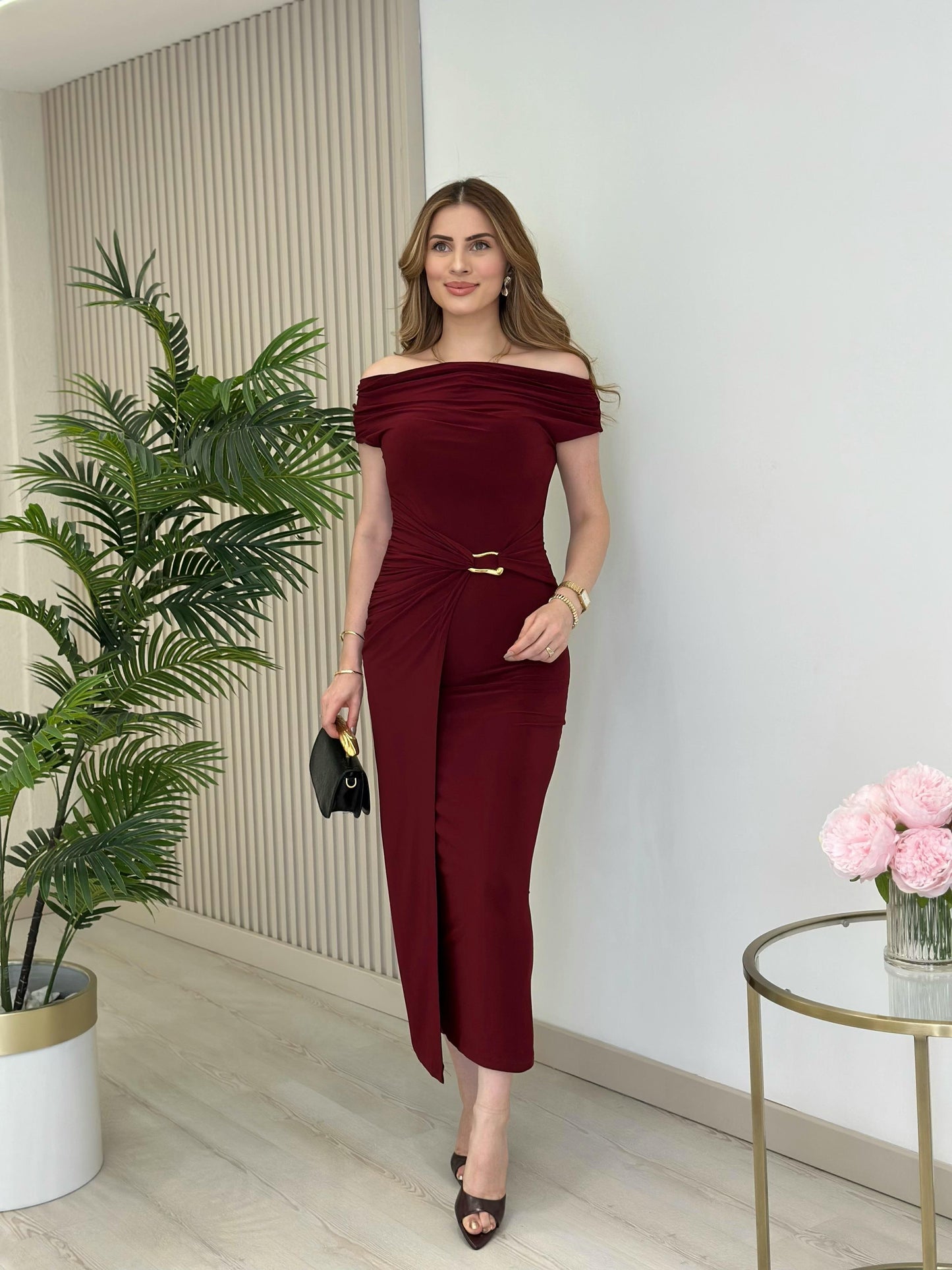 THE ROYAL PLEATED MAXI GOWN - Wine