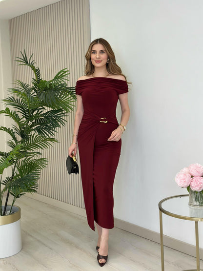 THE ROYAL PLEATED MAXI GOWN - Wine