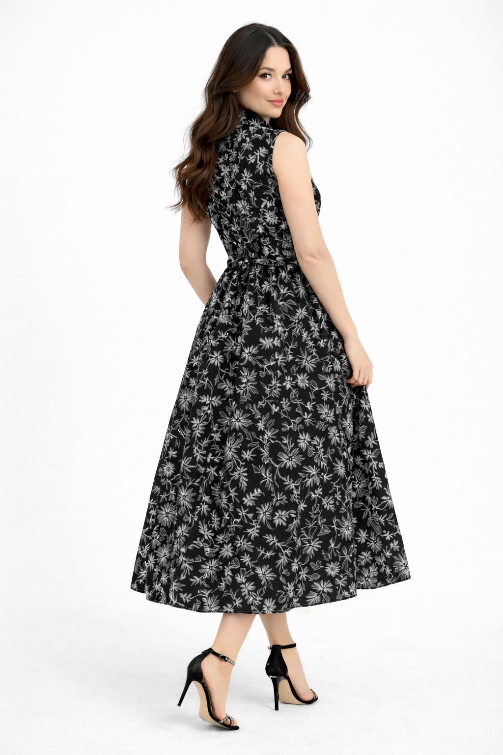 Elegant Embroidered Linen Maxi Dress