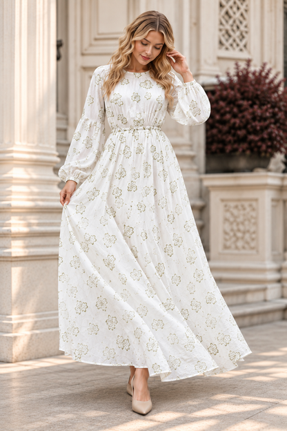 THE PEARL FLORA COTTON MAXI DRESS